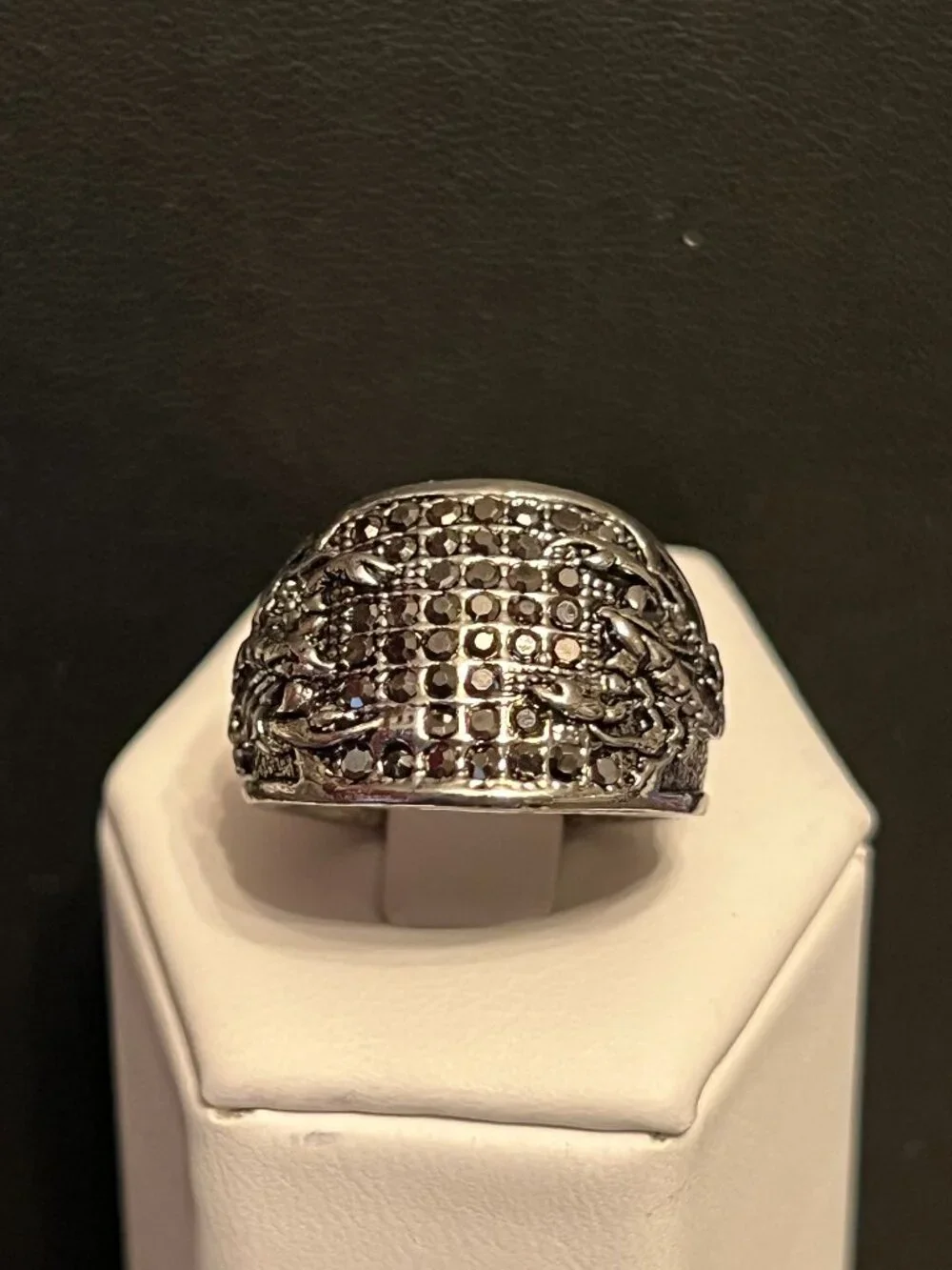 Silverplated Scorpion Ring with Black Pave Set Stones Size 8.5, 10.5 (406)